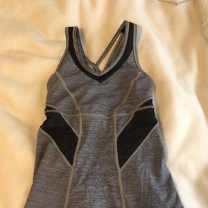 Grey and black lulu workout top. Size 2